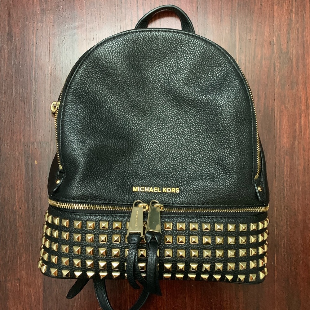 Michael Kors Medium Rhea Studded Backpack In Black